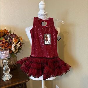 NWT OOh La La Couture Sequin Red Tutu Dress Holiday Pageant Birthday 12 month